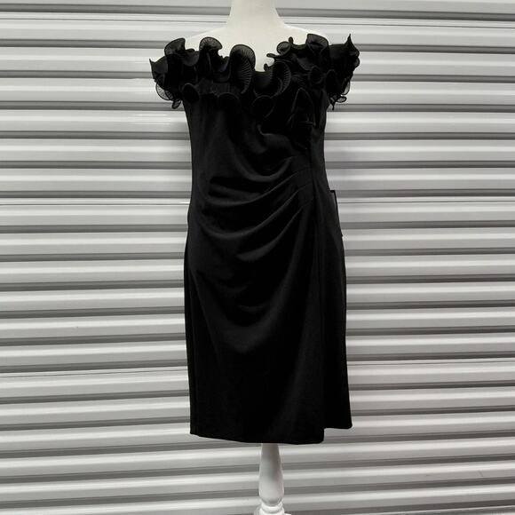 Xscape Formal Cocktail Dress Plus 20W Black Wedding Party Off Shoulder Feminine - Picture 6 of 12